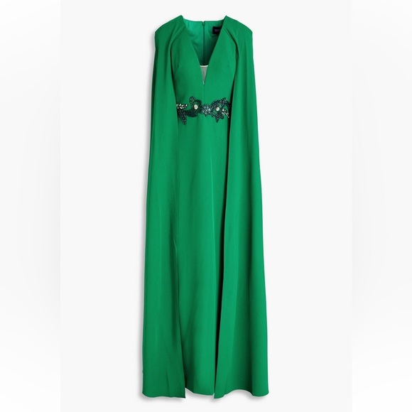 MARCHESA***Embellished Green Cape Dress***US 6 $995 - Picture 2 of 6